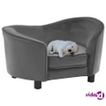 vidaXL Dog Sofa Grey 69x49x40 cm Plush and Faux Leather