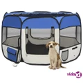 vidaXL Foldable Dog Playpen with Carrying Bag Blue 110x110x58 cm