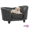 vidaXL Dog Sofa Dark Grey 69x49x40 cm Plush and Faux Leather