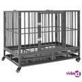 vidaXL Dog Cage with Wheels Steel 92x62x76 cm
