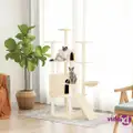 vidaXL Cat Tree with Sisal Scratching Posts Cream 154 cm