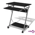 vidaXL Compact Computer Desk with Pull-out Keyboard Tray Black