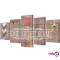 vidaXL Canvas Wall Print Set Home Sweet Home Design 200 x 100 cm