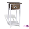 vidaXL Nightstand with 1 Drawer Brown and White