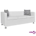 vidaXL Sofa 3-Seater Artificial Leather White