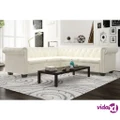 vidaXL Chesterfield Corner Sofa 5-Seater Artificial Leather White