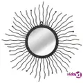vidaXL Wall Mirror Sunburst 60 cm Black