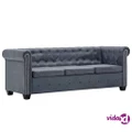 vidaXL 3-Seater Chesterfield Sofa Artificial Suede Leather Grey