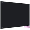 vidaXL Kitchen Backsplash Black 80x60 cm Tempered Glass