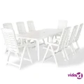 vidaXL 9 Piece Outdoor Dining Set Plastic White
