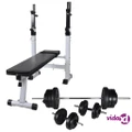 vidaXL Workout Bench with Weight Rack Barbell and Dumbbell Set 60.5kg