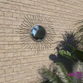 vidaXL Garden Wall Mirror Sunburst 60 cm Black