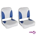 vidaXL Boat Seats 2 pcs Foldable Backrest With Blue-white Pillow 41x36x48 cm