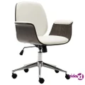vidaXL Office Chair White Bent Wood and Faux Leather