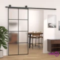 vidaXL Sliding Door Aluminium and ESG Glass 90x205 cm Black
