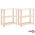 vidaXL 3-Tier Storage Racks 2 pcs 80x38x90 cm Solid Wood Pine 150 kg