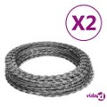 vidaXL Razor Wires Helical Wire Rolls 2 pcs Galvanised Steel 100 m