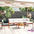 vidaXL 7 Piece Garden Lounge Set with Cushions Cream Solid Acacia Wood