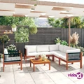 vidaXL 7 Piece Garden Lounge Set with Cushions Cream Solid Acacia Wood