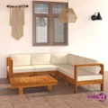 vidaXL 6 Piece Garden Lounge Set with Cream White Cushions Acacia Wood