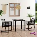vidaXL 3 Piece Outdoor Dining Set PVC Rattan Black