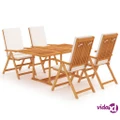 vidaXL 5 Piece Garden Dining Set with Cushions Solid Teak Wood