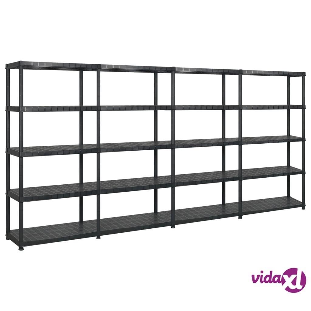 vidaXL Storage Shelf 5-Tier Black 366x45.7x185 cm Plastic