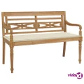 vidaXL Batavia Bench with Cream Cushion 120 cm Solid Teak Wood