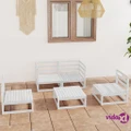 vidaXL 5 Piece Garden Lounge Set White Solid Pinewood
