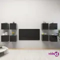 vidaXL Wall Mounted TV Cabinets 8 pcs High Gloss Black 30.5x30x30 cm
