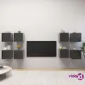 vidaXL Wall Mounted TV Cabinets 8 pcs High Gloss Grey 30.5x30x30 cm