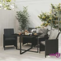 vidaXL 5 Piece Garden Dining Set with Cushions Poly Rattan Black