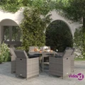 vidaXL 9 Piece Garden Dining Set with Cushions Poly Rattan Grey