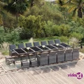 vidaXL 21 Piece Garden Dining Set with Cushions Grey Poly Rattan