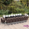 vidaXL 21 Piece Garden Dining Set with Cushions Brown Poly Rattan