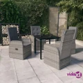 vidaXL 5 Piece Garden Dining Set with Cushions Grey