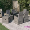 vidaXL 7 Piece Garden Dining Set with Cushions Grey
