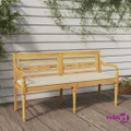 vidaXL Batavia Bench with Cream Cushion 150 cm Solid Wood Teak