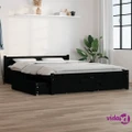 vidaXL Bed Frame with Drawers Black 153x203 cm Queen Size