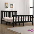 vidaXL Bed Frame Black Solid Wood Pine 137x187 cm Double Size