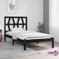 vidaXL Bed Frame Black Solid Wood Pine 92x187 cm Single Size