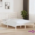 vidaXL Bed Frame White Solid Wood Pine 137x187 cm Double Size