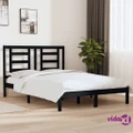 vidaXL Bed Frame Black Solid Wood Pine 137x187 cm Double Size