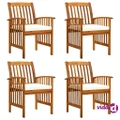 vidaXL Garden Dining Chairs 4 pcs with Cushions Solid Wood Acacia