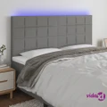 vidaXL LED Headboard Dark Grey 160x5x118/128 cm Fabric