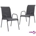 vidaXL Stackable Garden Chairs 2 pcs Steel and Textilene Anthracite