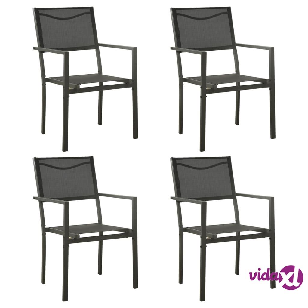 vidaXL Garden Chairs 4 pcs Textilene and Steel Black and Anthracite