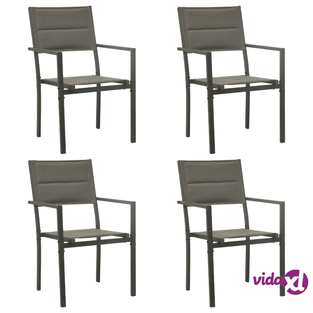 vidaXL Garden Chairs 4 pcs Textilene and Steel Grey and Anthracite