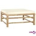 vidaXL Garden Footrest with Cream White Cushion Bamboo