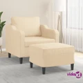 vidaXL Sofa Chair with Footstool Cream 60 cm Fabric